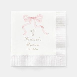 Tauf rosa Schleife Baby Mädchen Serviette