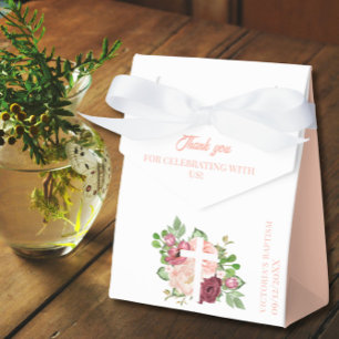 Taufbox für Aquarellfarben Pink und Peach Floral Geschenkschachtel