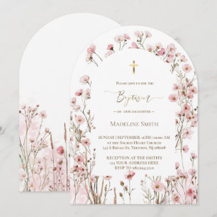 Taufe Aquarell rosa Blush Blumen Einladung