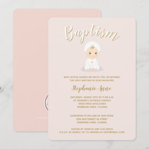 Taufe Baby Girl mit Bonnet Einladung