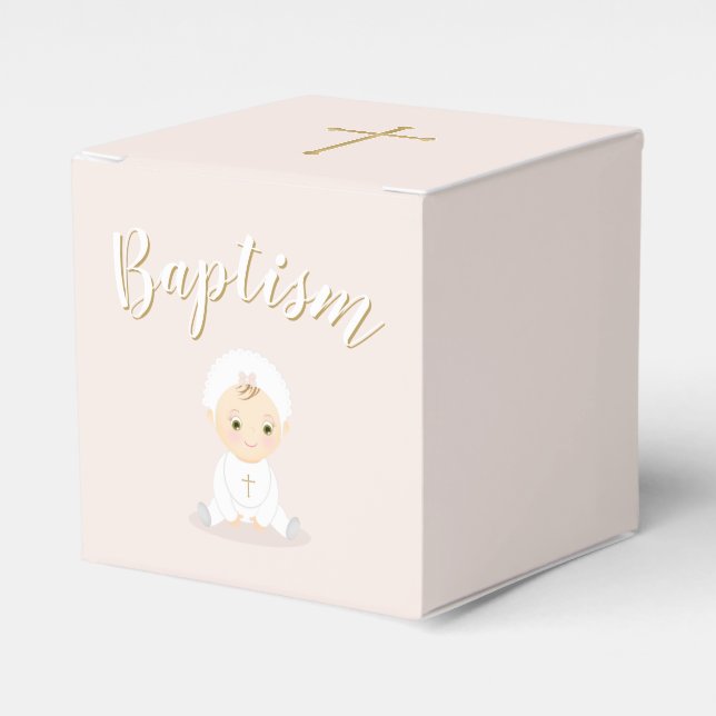 Taufe Baby Girl mit Bonnet Geschenkschachtel (Vorderseite)