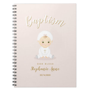 Taufe Baby Girl mit Bonnet Notizblock