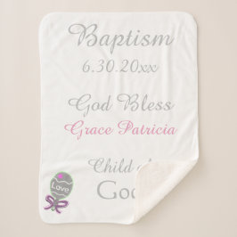 Taufe Baby Girl Pink Star Rattle Medium Sherpadecke