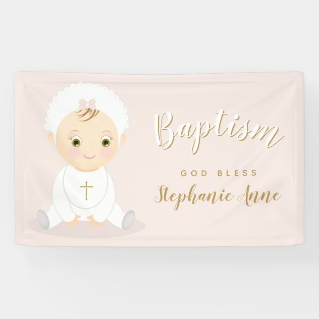 Taufe-Baby mit Mütze Banner (Horizontal)