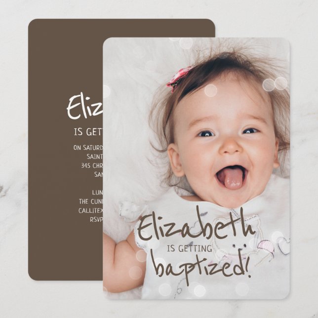 Taufe| Benutzerdefiniertes Foto mit Luftfeuchtigke Einladung (Vorne/Hinten)