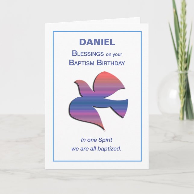 Taufe Birthday Dove in Regenbogen der Farben Karte (Vorderseite)