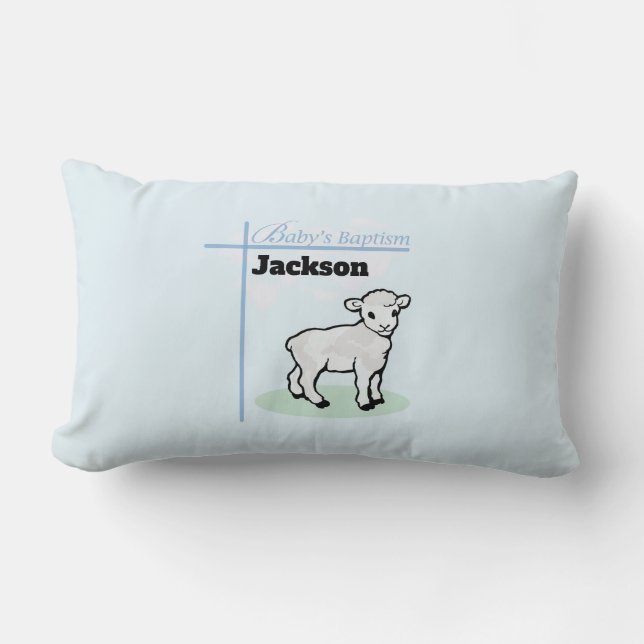 Taufe Blauer Junge Lamm, anpassbar Lendenkissen (Vorderseite)