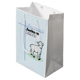 Taufe Blauer Junge Lamm, anpassbar Mittlere Geschenktüte