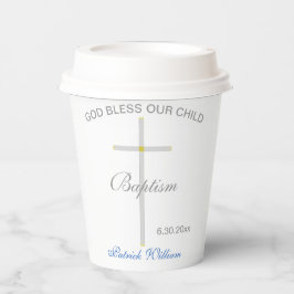 Taufe Blauer Name Silver Gold Cross Pappbecher