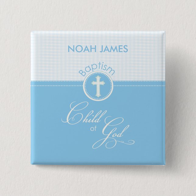 Taufe Blaues Kind Gottes, anpassbar Button (Vorderseite)