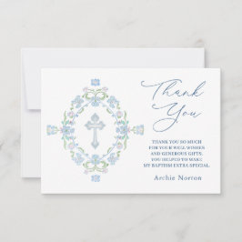 Taufe Blue Green Floral Vielen Dank Dankeskarte