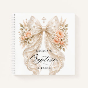 Taufe Blumen Perlen Bogen Notizbuch