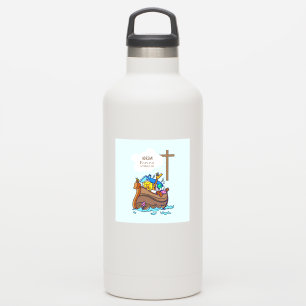 Taufe Boy Noah's Ark, Niedliche Tiere Personalisie Aufkleber
