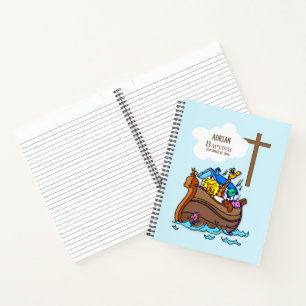 Taufe Boy Noah's Ark, Niedliche Tiere Personalisie Notizbuch