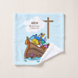 Taufe Boy Noah's Ark, Niedliche Tiere Personalisie Waschlappen