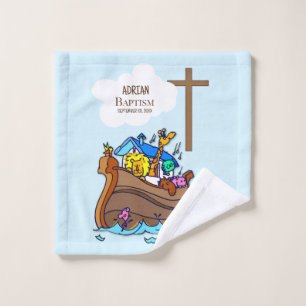 Taufe Boy Noah's Ark, Niedliche Tiere Personalisie Waschlappen