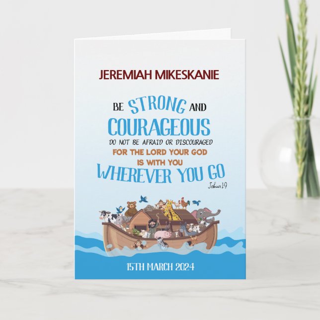 Taufe Boy Noah's Ark Theme Karte (Vorderseite)