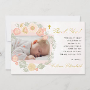 Taufe Christening Baby Mädchen Frühlingsflorales F Dankeskarte