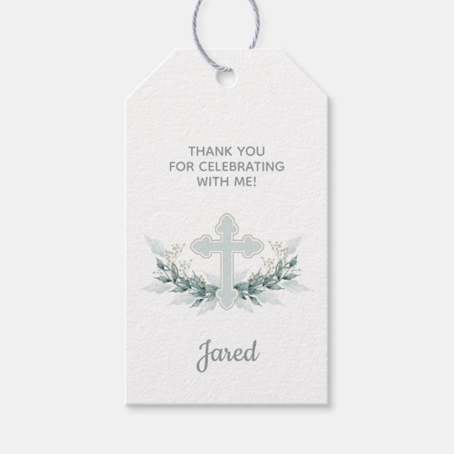 Taufe, Christening Blue Cross Gefallen Geschenk Ta Geschenkanhänger (Vorderseite)