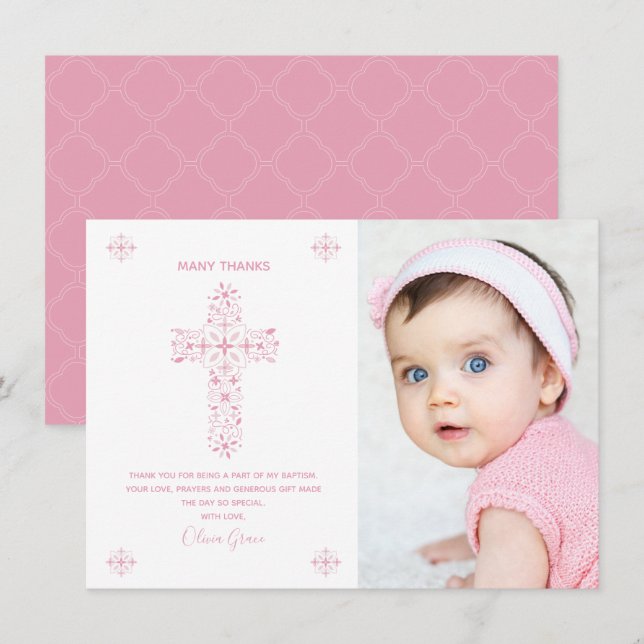 Taufe, Christening Dankeschön Karte mit Foto (Vorne/Hinten)