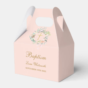 Taufe Christening Floral Gold Script rot Rosa Rosa Geschenkschachtel