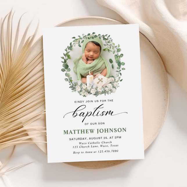 Taufe Christening Foto Rose Bloral Einladung (Von Creator hochgeladen)