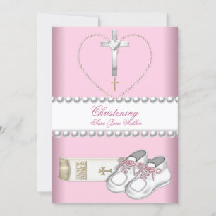 Taufe Christening Girl Pink White