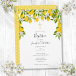 Taufe Christening Lemons floral Elegant Moderne Einladung<br><div class="desc">Mit Zitronengrün und einem eleganten Goldkruzifix ist diese schicke Taufe oder Taufeinladung mit Ihren besonderen Informationen personalisiert. Entwickelt von Thisisnotme©</div>