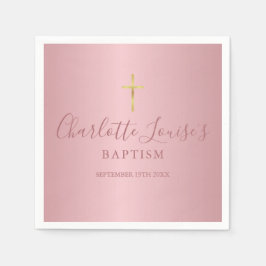 Taufe Christening Moderne Rose Gold Script Napkin Serviette