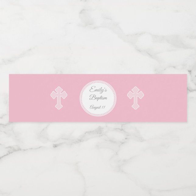 Taufe Christening Pink Bottle Wrapper Girl (Einzelnes Label)