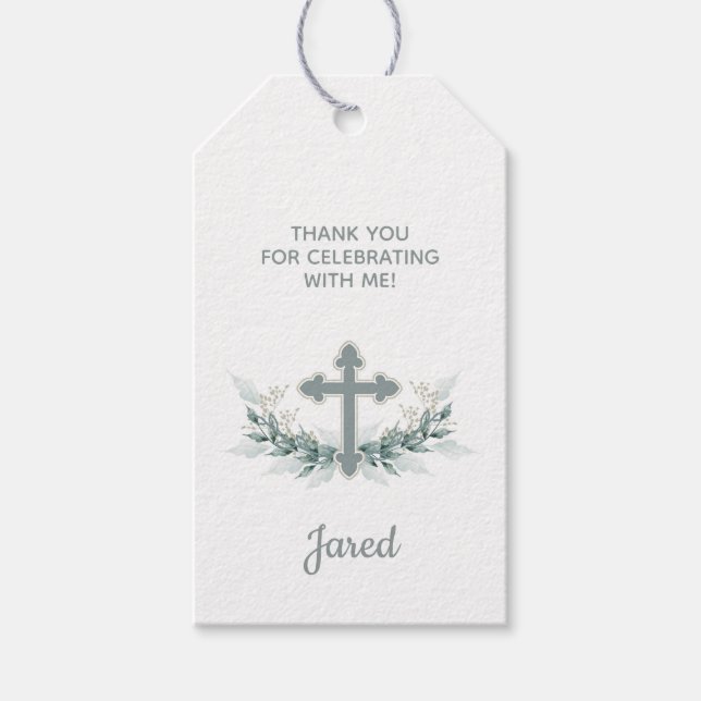 Taufe, Christening Sage Cross Gefallen Geschenk Ta Geschenkanhänger (Vorderseite)