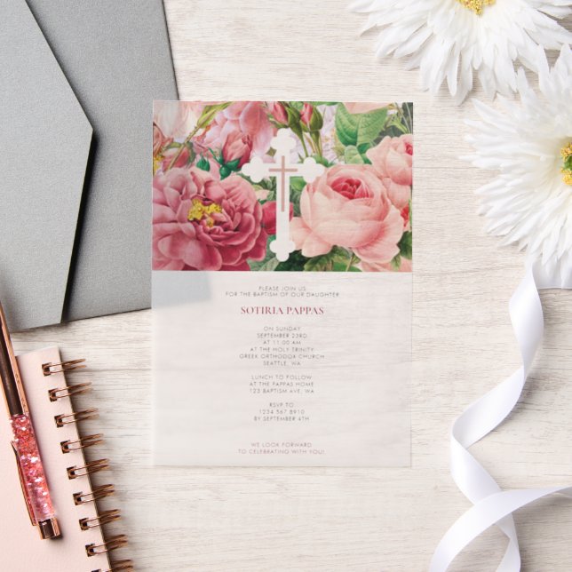 Taufe Christening Taufe Girl Pink Roses (Hochzeit)