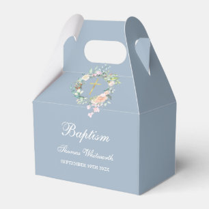 Taufe Christening Wasserfarbe Floral Staubblau Geschenkschachtel