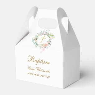 Taufe Christening Wasserfarben Floral Gold Schrift Geschenkschachtel