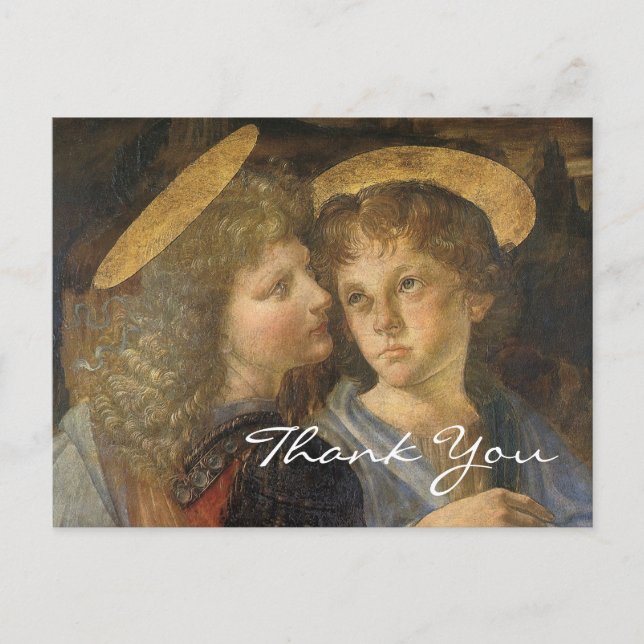 Taufe Christi (Engel) von Leonardo da Vinci Postkarte (Vorderseite)