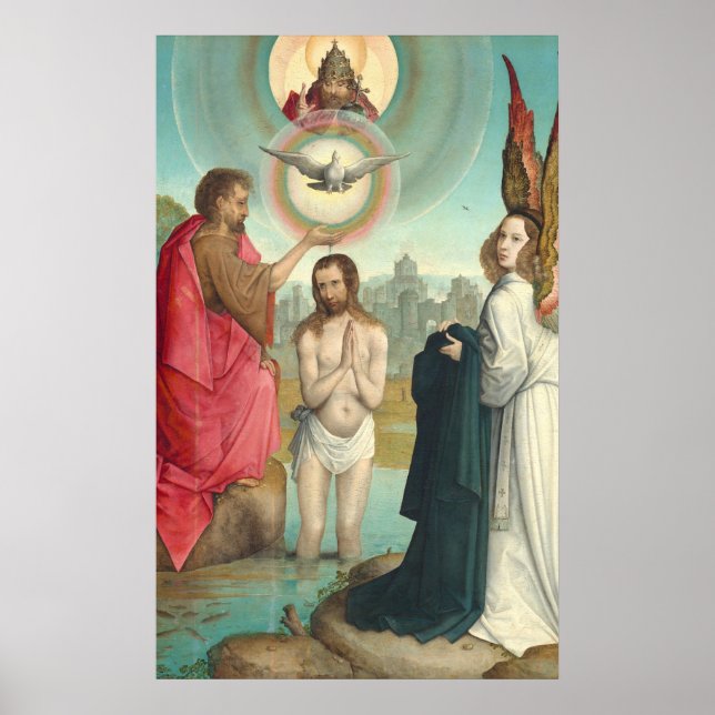 Taufe Christi, Juan de Flandes Kunstgedicht Poster (Vorne)