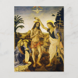 Taufe Christi von Da Vinci und Verrocchio Postkarte