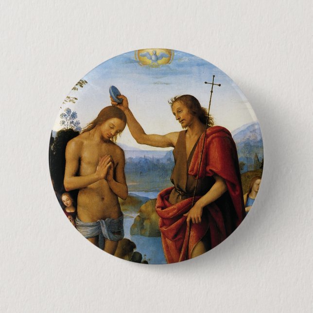 Taufe Christi von Pietro Perugino Button (Vorderseite)