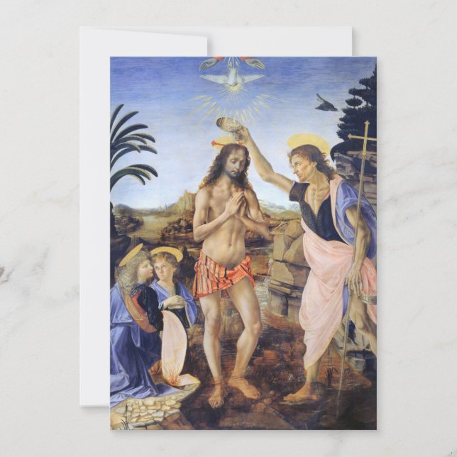 Taufe Christi von Verrocchio, Leonardo da Vinci Einladung (Vorderseite)