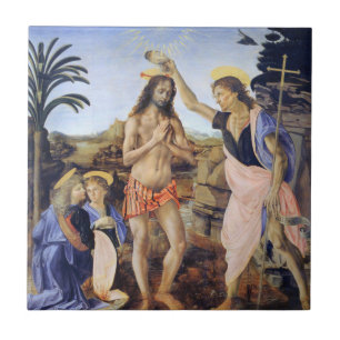 Taufe Christi von Verrocchio, Leonardo da Vinci Fliese