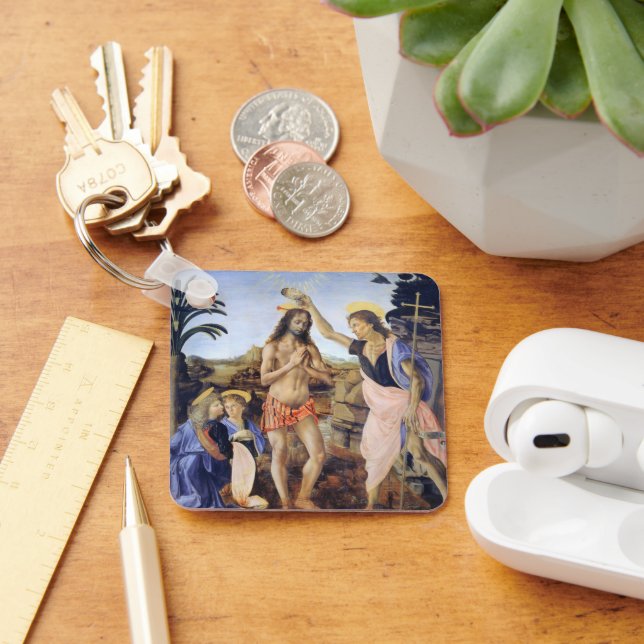 Taufe Christi von Verrocchio, Leonardo da Vinci Schlüsselanhänger (Schreibtisch)