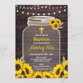 Taufe Cross Christening Baby Jar Wood Sonnenblume Einladung