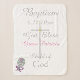 Taufe Cross Girl Pink Rattle Medium Sherpadecke