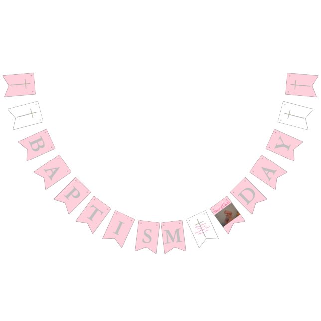 Taufe Cross Pink Weiß Foto Banner (Alle)