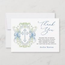 Taufe Cross Wappen Greenery Baby Boy Vielen Dank