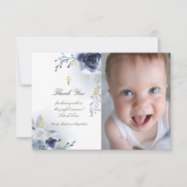 Taufe danke blauen Rose Einladung