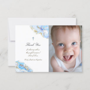 Taufe danke dir blaues Tuschmarmor Einladung