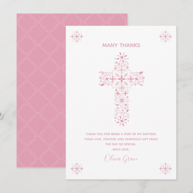 Taufe, Dankeschön-Karte - Mädchennummer Einladung (Vorne/Hinten)