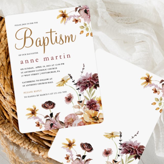 Taufe der hübschen Wildblume Floral Girl Einladung (Von Creator hochgeladen)