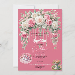 Taufe der Mädchen Rosa Einladung
